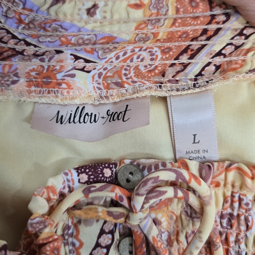 Willow and Root Floral Paisley Patchwork Print Maxi High Low Flutter Skirt Large - Picture 3 of 10